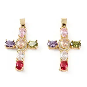 Brass Micro Pave Cubic Zirconia Pendants