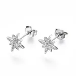 Brass Micro Pave Clear Cubic Zirconia Stud Earrings