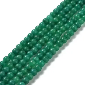 Natural Teal Jade Round Beads Strands