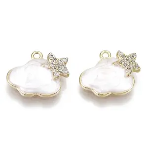 Brass Micro Pave Cubic Clear Zirconia Charms