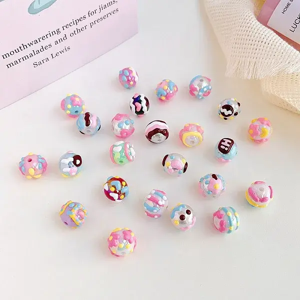 Opaque Acrylic Beads with Enamel