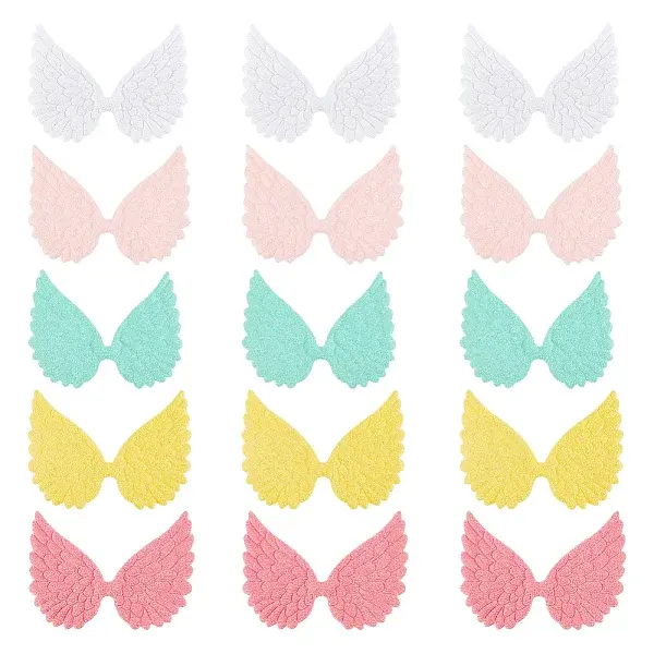 AHADEMAKER 50Pcs 5 Colors Cloth Embossed Wing Ornament Accessories