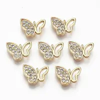 Brass Micro Pave Clear Cubic Zirconia Charms