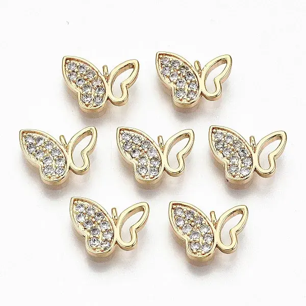 Brass Micro Pave Clear Cubic Zirconia Charms