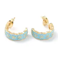 Semicircular Brass Enamel Half Hoop Earrings
