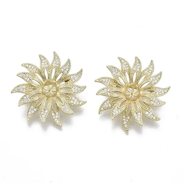 Brass Micro Pave Clear Cubic Zirconia Brooch Findings