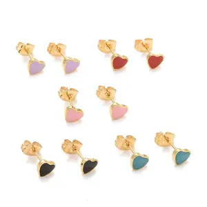 304 Stainless Steel Enamel Stud Earrings