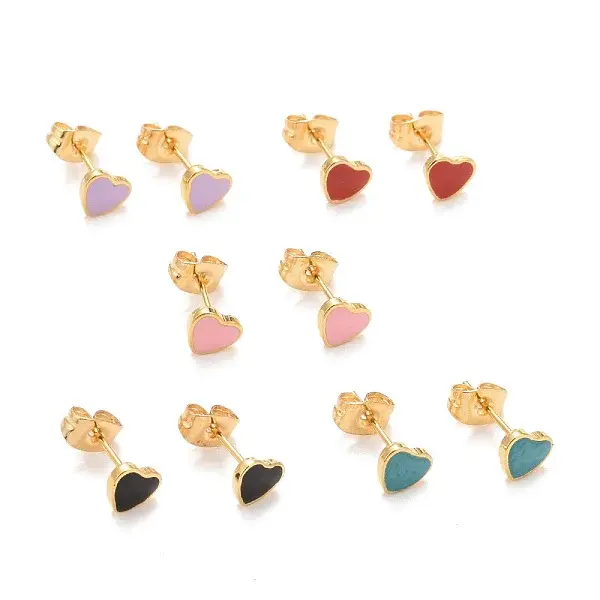 304 Stainless Steel Enamel Stud Earrings