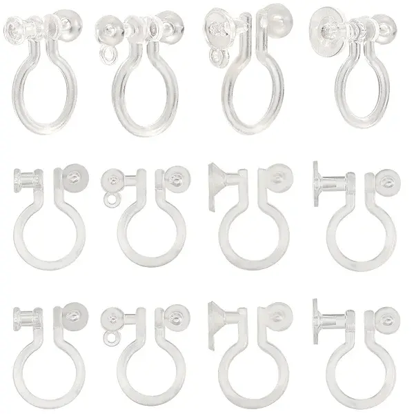 200Pcs 4 Style Plastic Clip-on Earring Findings