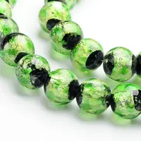 Glow in the Dark Luminous Style Handmade Silver Foil Glass Round Beads