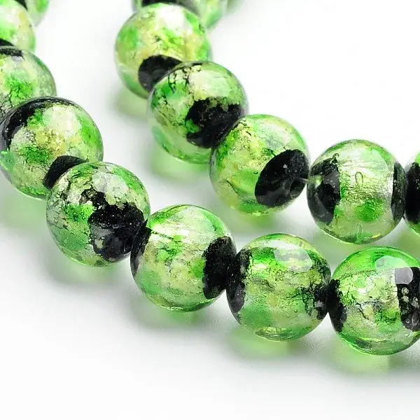 Glow in the Dark Luminous Style Handmade Silver Foil Glass Round Beads