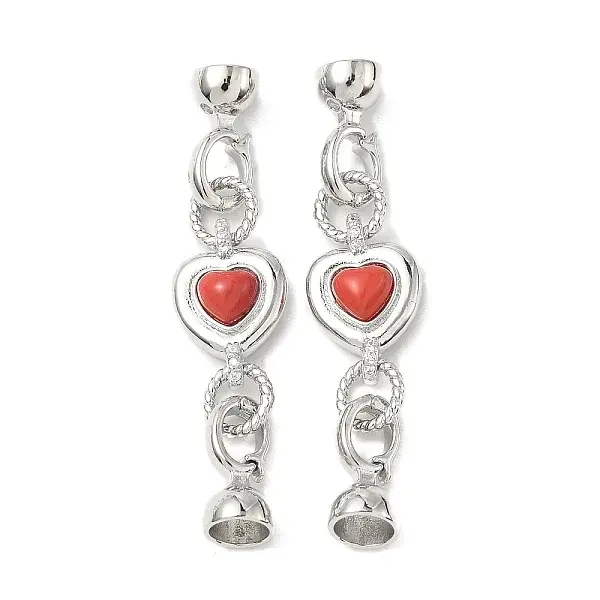 Heart Brass Micro Pave Clear Cubic Zirconia Fold Over Clasps