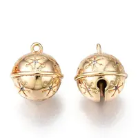 Brass Micro Pave Clear Cubic Zirconia Bell Charms