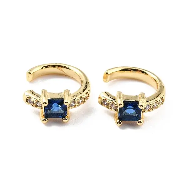 Brass Micro Pave Cubic Zirconia Cuff Earrings