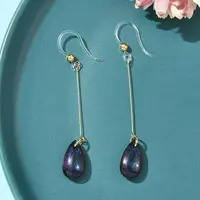 Electroplated 304 Stainless Steel Resin Dangle Earrings