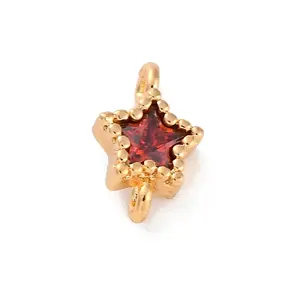 Brass Cubic Zirconia Star Connector Charms