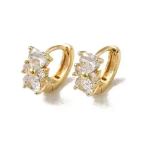 KC Gold Plated Brass Micro Pave Cubic Zirconia Hoop Earring