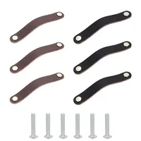 6 Sets 2 Colors Oval Leather Cabinet Handles