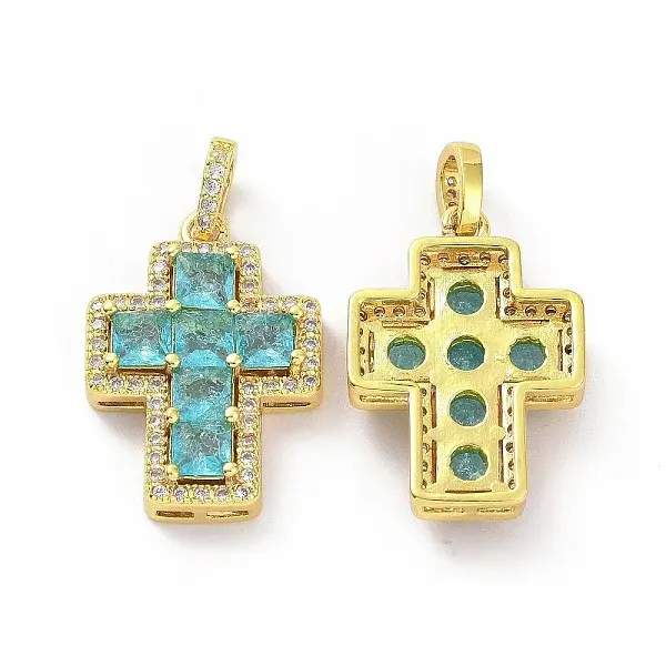 Brass Micro Pave Clear Cubic Zirconia Pendants