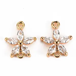 Brass Clear Cubic Zirconia Links Connectors