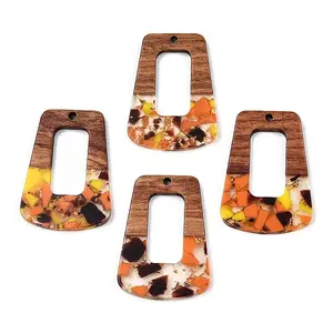 Transparent Resin & Walnut Wood Pendants