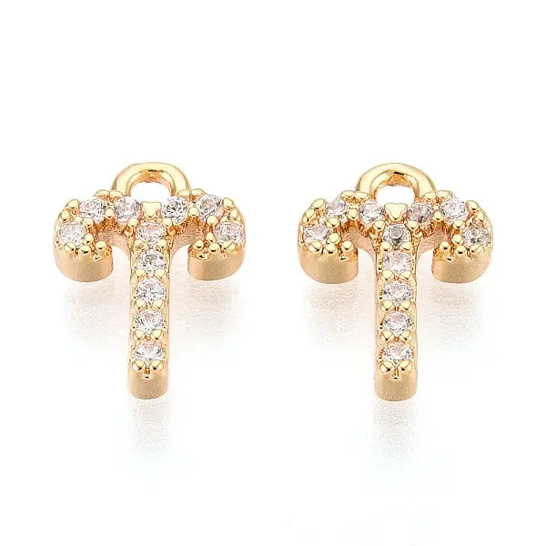 Brass Micro Pave Cubic Zirconia Charms