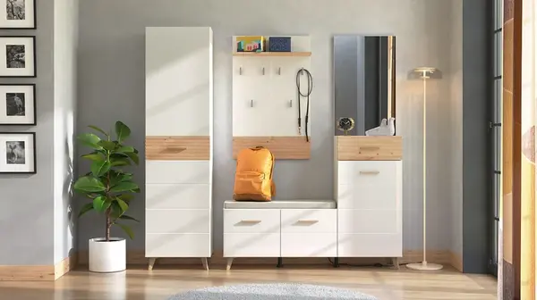 Předsíňová sestava jett - bílá/dub artisan