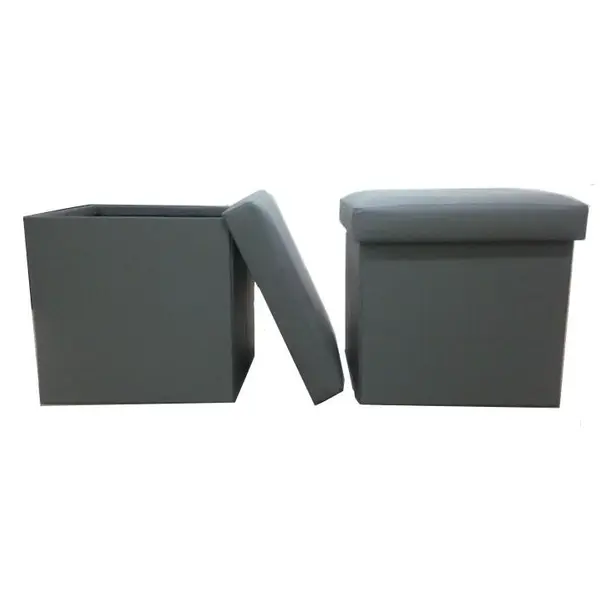 Skládací taburet, ekokůže šedá, tela new