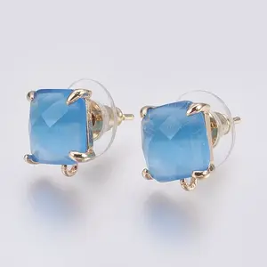 Faceted Glass Stud Earring Findings