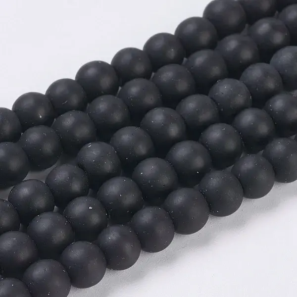 Synthetical Black Stone Beads Strands