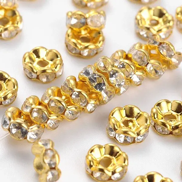 Brass Rhinestone Spacer Beads