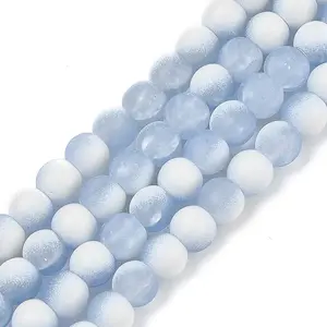 Frosted Crackle Glass Beads