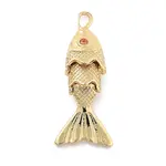 Fish Rack Plating Brass Micro Pave Cubic Zirconia Pendants