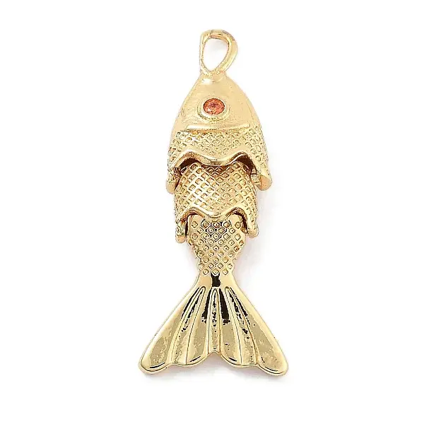 Fish Rack Plating Brass Micro Pave Cubic Zirconia Pendants