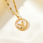 Brass Clear Cubic Zirconia Flat Round Butterfly Pendant Dapped Chain Necklaces for Women