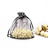 Silver Stamping Butterfly Organza Drawstring Bags