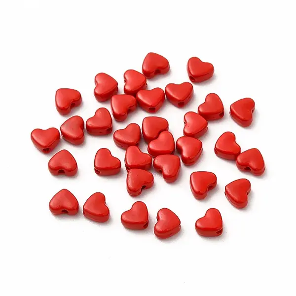 Heart Spray Painted Alloy Beads