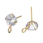 Brass Micro Clear Cubic Zirconia Stud Earring Findings