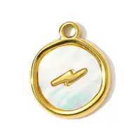 304 Stainless Steel Shell Flat Round with Lightning Bolt Pendants