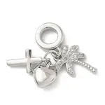 Brass Micro Pave Clear Cubic Zirconia European Dangle Charms