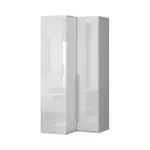 Rohová šatní skříň tiana – bílá