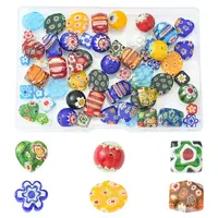 60Pcs 6 Style Handmade Millefiori Glass Beads