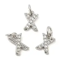 Brass Micro Pave Grade AAA Cubic Zirconia Charms