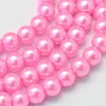 Baking Paint Pearlized Glass Pearl Round Bead Strands