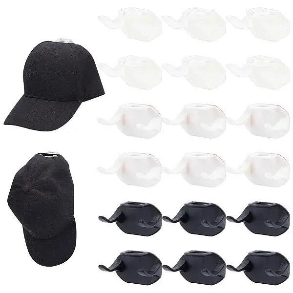 18Pcs 3 Colors Plastic Hat Rack for Wall