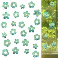 2PCS 2 Styles PVC Stickers Dazzling Color Window Stickers 3D Laser Flower Electrostatic Glass Window Stickers
