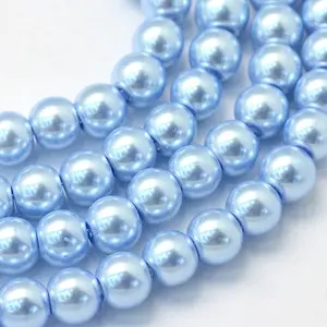 Baking Painted Pearlized Glass Pearl Round Bead Strands