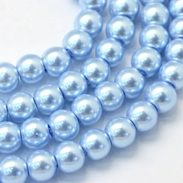 Baking Painted Pearlized Glass Pearl Round Bead Strands