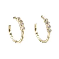 Brass Micro Pave Clear Cubic Zirconia Cuff Earrings