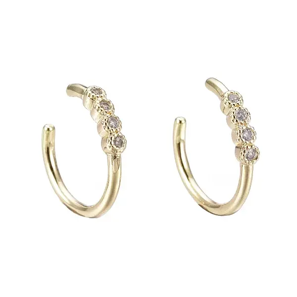 Brass Micro Pave Clear Cubic Zirconia Cuff Earrings